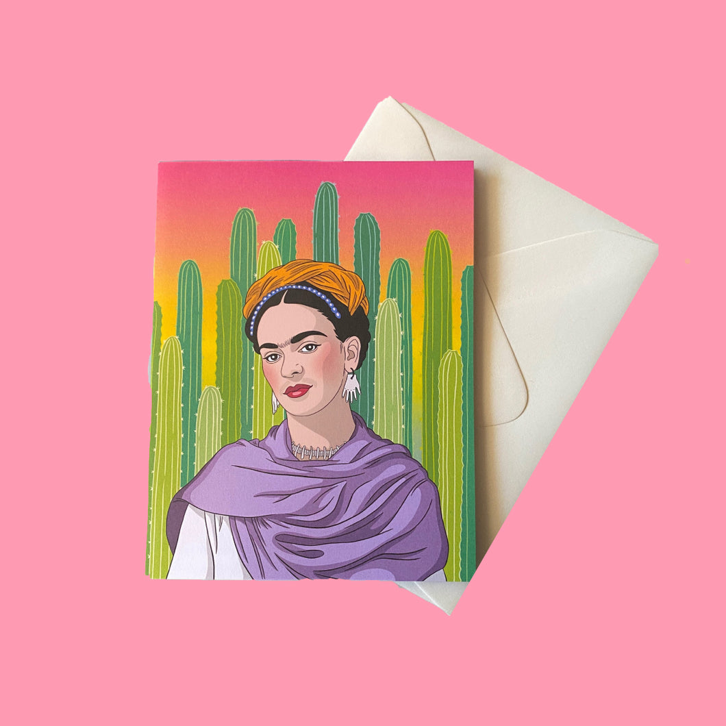 Frida Cacti Blank Greeting Card